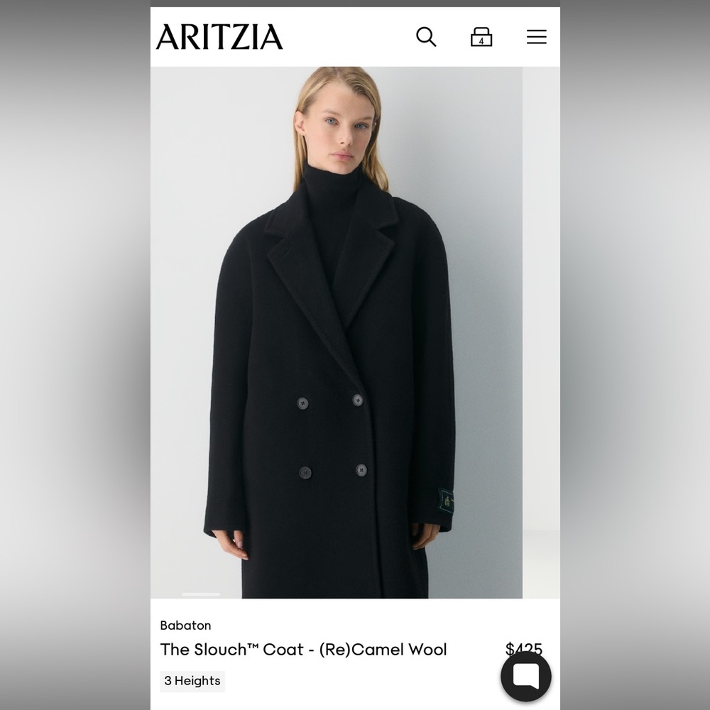 Babaton Black The Slouch Coat - Tall